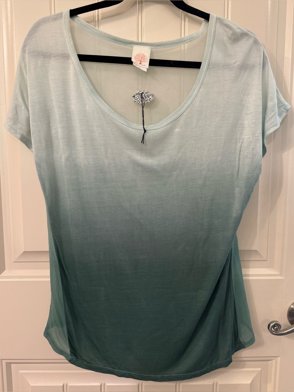 Freeloader Light Teal Ombre Scoop Neck Women's Top